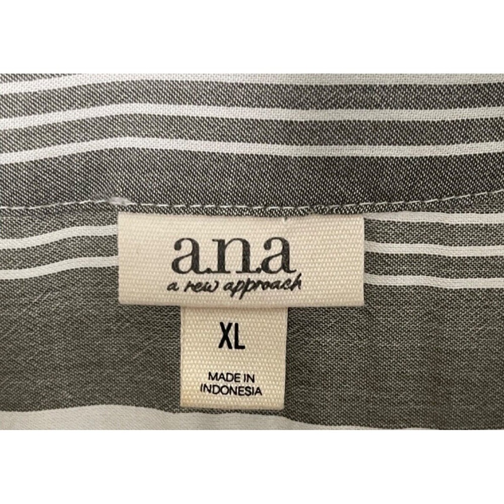 ANA New Approach Blouse Women XL Green White Striped Academia Career - Picture 4 of 4
